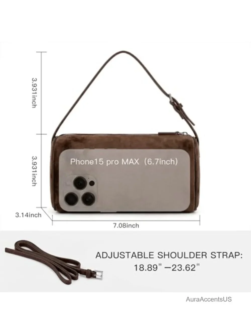 Faux Suede Mini Hobo Purse Crossbody with Adjustable Strap